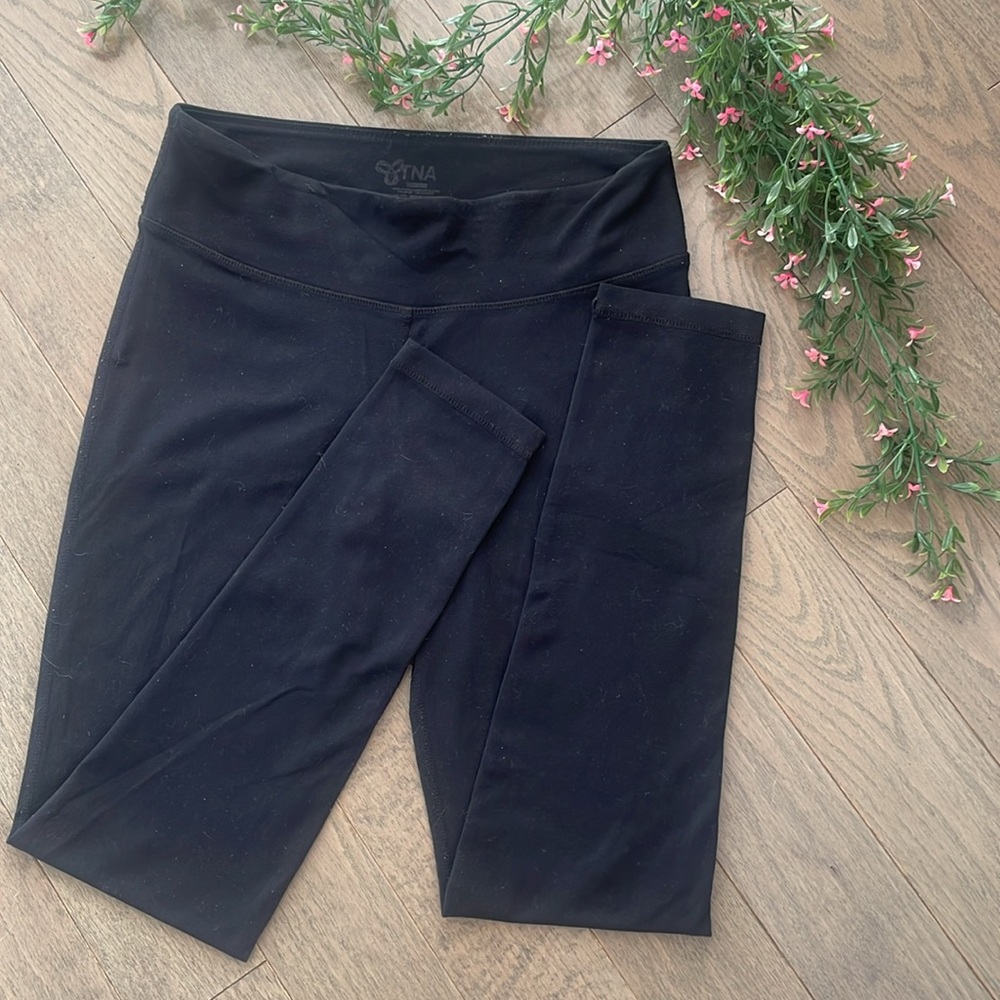 TNA LEGGINGS Black with White Logo Size S